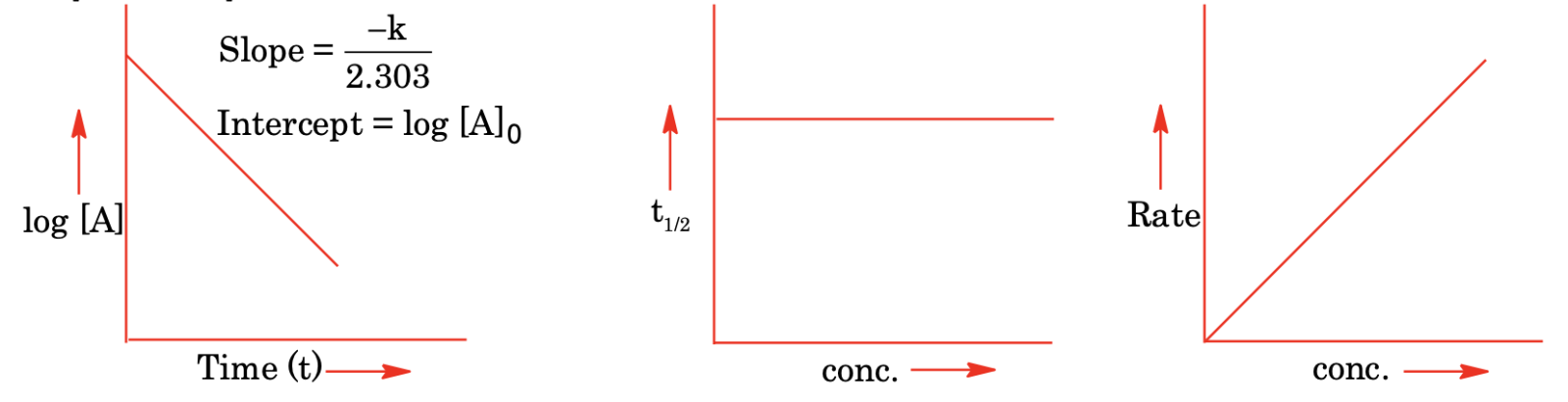 grpahicsl representations of first order reaction chemical kinetics