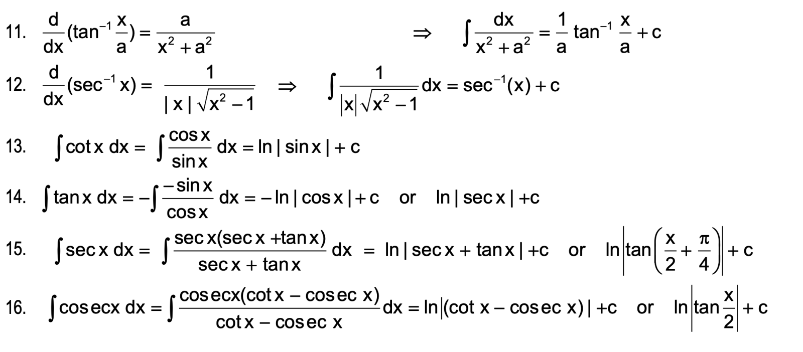 indefinite integrals