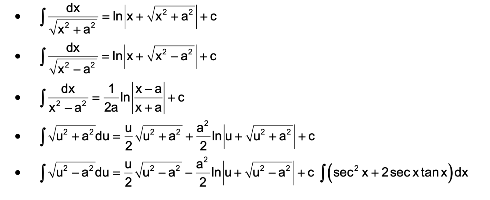 indefinite integrals