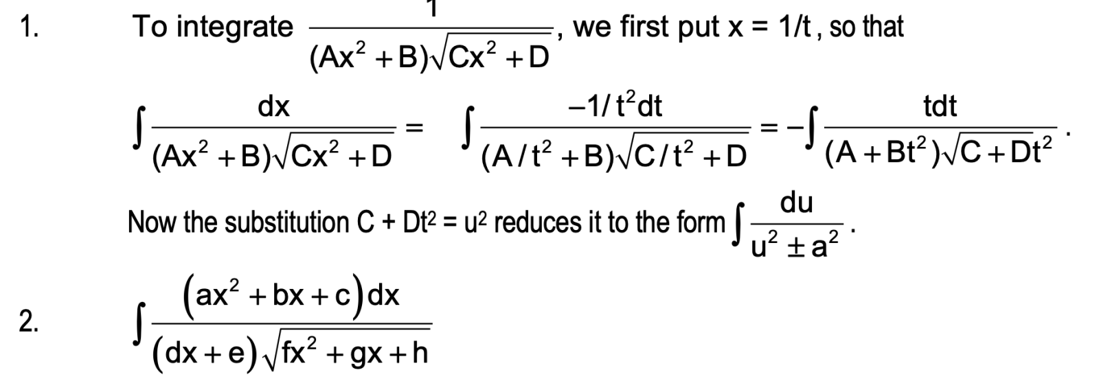 Integration of irrational algebraic fraction