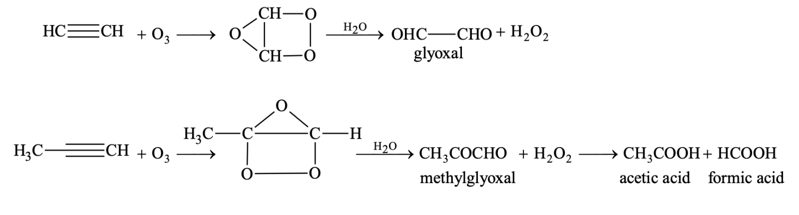 addition of ozone and ozonolysis