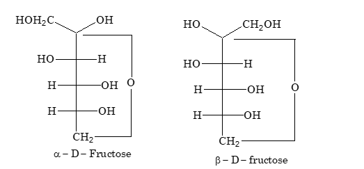 Cyclic hemiketal forms of fructose: