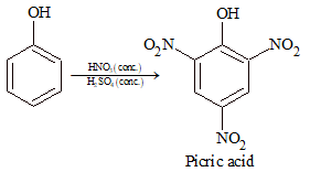 phenol is treated with concentrated HNO3 in presence of concentrated H2SO4