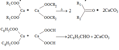 Decarboxylation of calcium salts of carboxylic acid