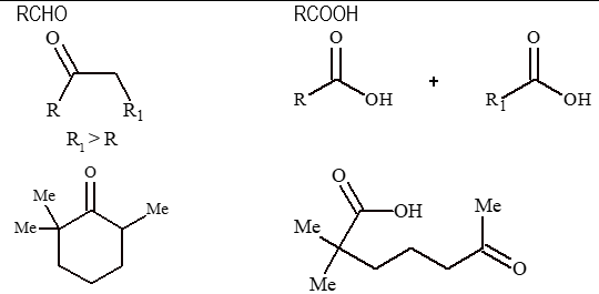 Oxidation by strong oxidising agents