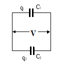 4μf charged to 150 V would have q₁ = C₁V₁ = 600μC