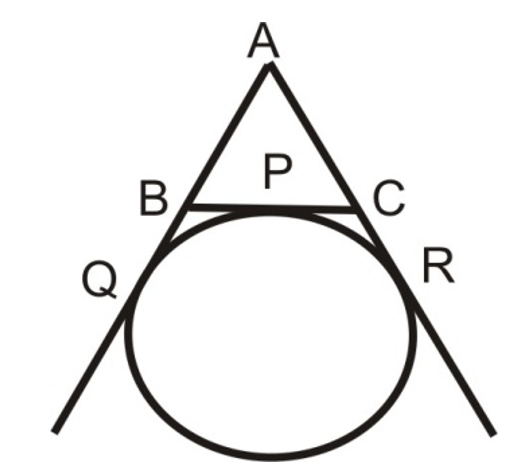 A circle is touching side BC of triangle ABC at P and touching AB and AC when produced at Q and R respectively