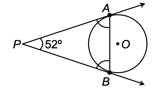 A diagram showing a circle with center O