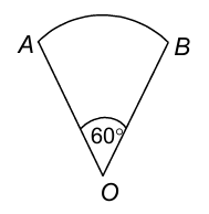 Sector diagram showing angle 60° at center O with points A and B