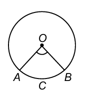 Sector diagram with center O, points A, B, C marked, showing sector OACBO