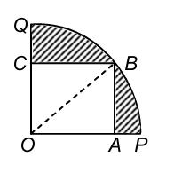 Quadrant OPBQ with inscribed square OABC, OA = 20 cm