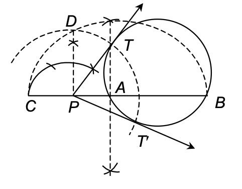 To draw two tangents from an external point P