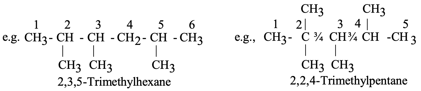 compound contains more than one similar alkyl groups