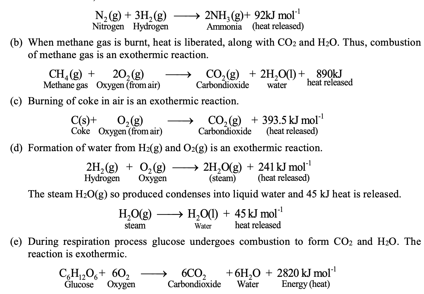 exothermic reactions