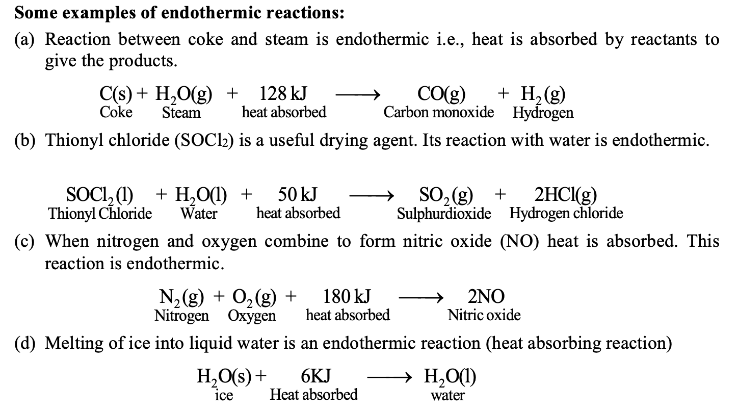 ENDOTHERMIC REACTIONS
