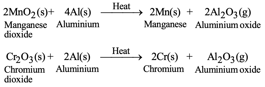 Certain metal oxides are reduced by aluminium to metals