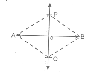 : Line PQ is perpendicular bisector of AB