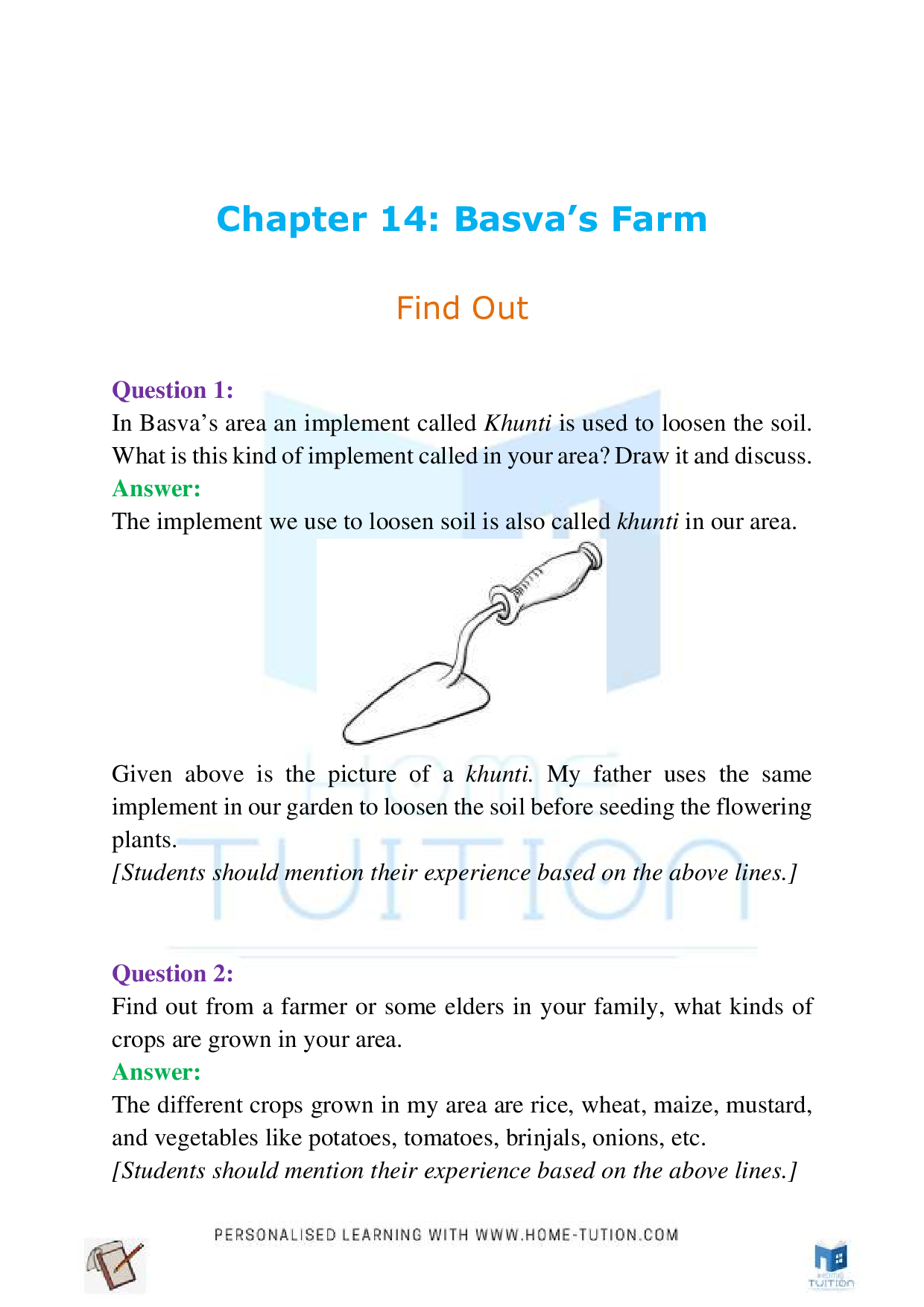 NCERT Class 4 EVS Chapter-14 Basva’s Farm