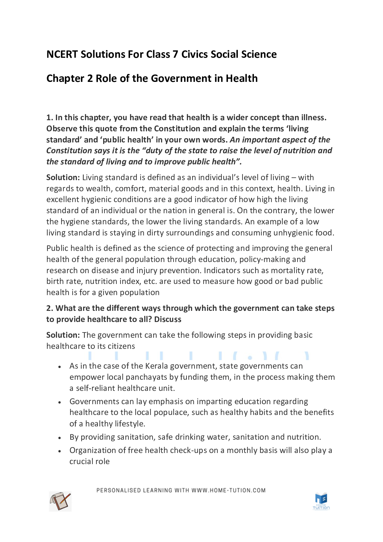 Chapter 2 Role of the Government in Health