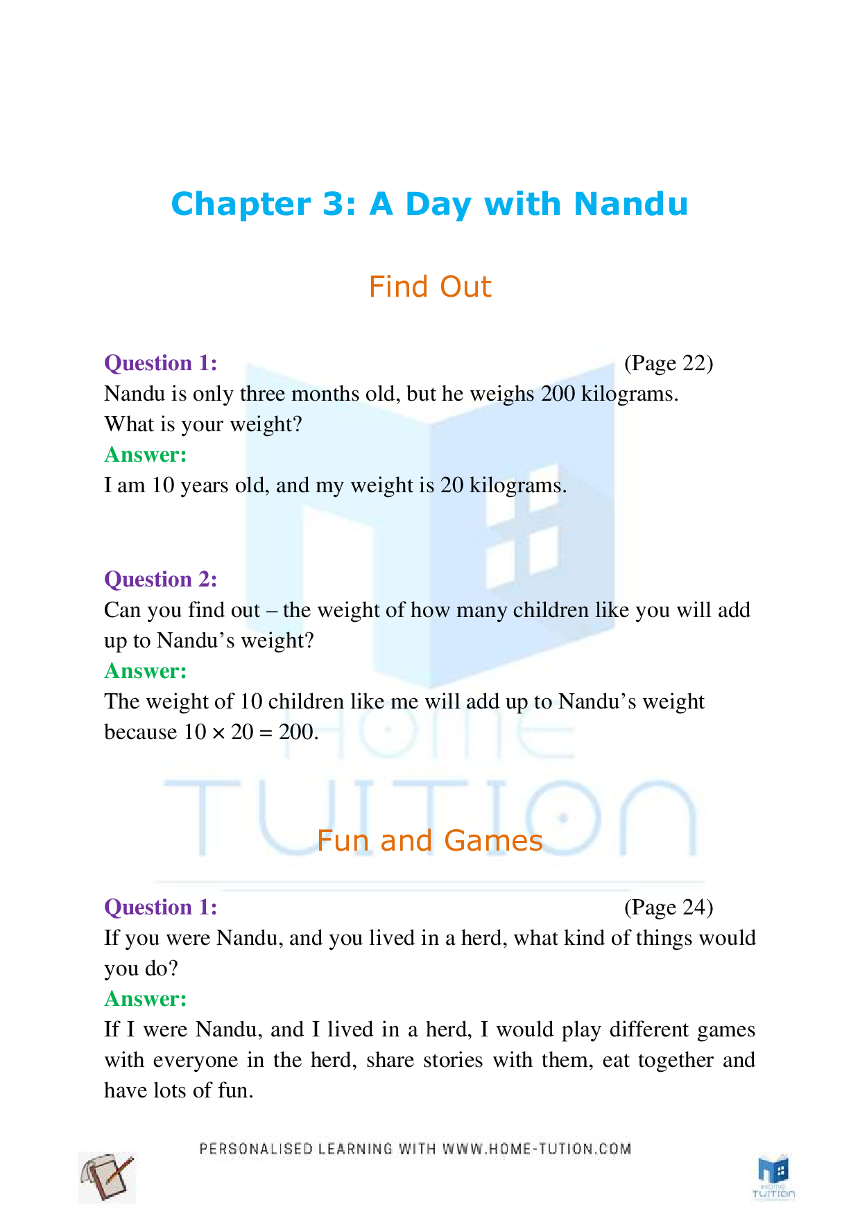 NCERT Class 4 EVS chapter-3 A Day with Nandu