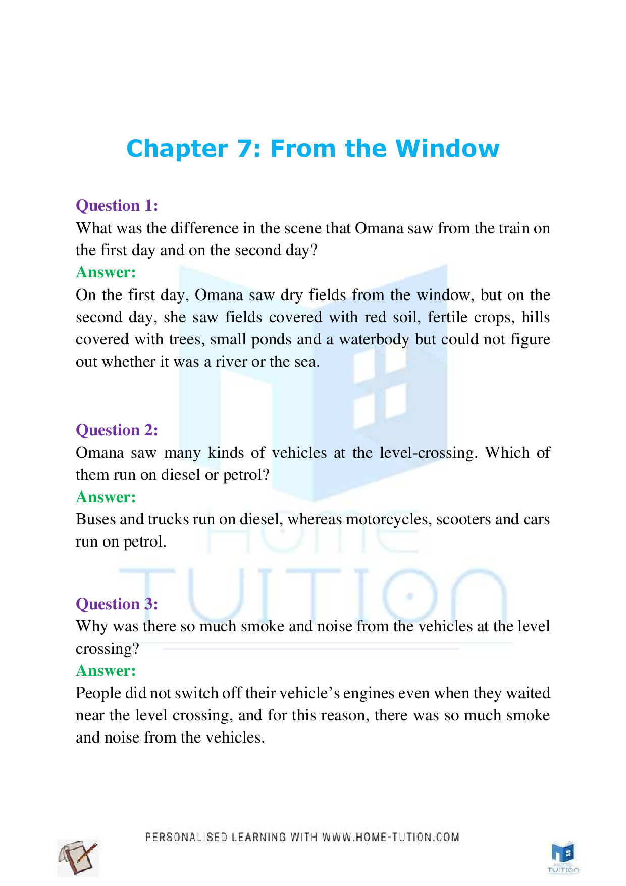 NCERT Class 4 EVS Chapter-7 From the Window