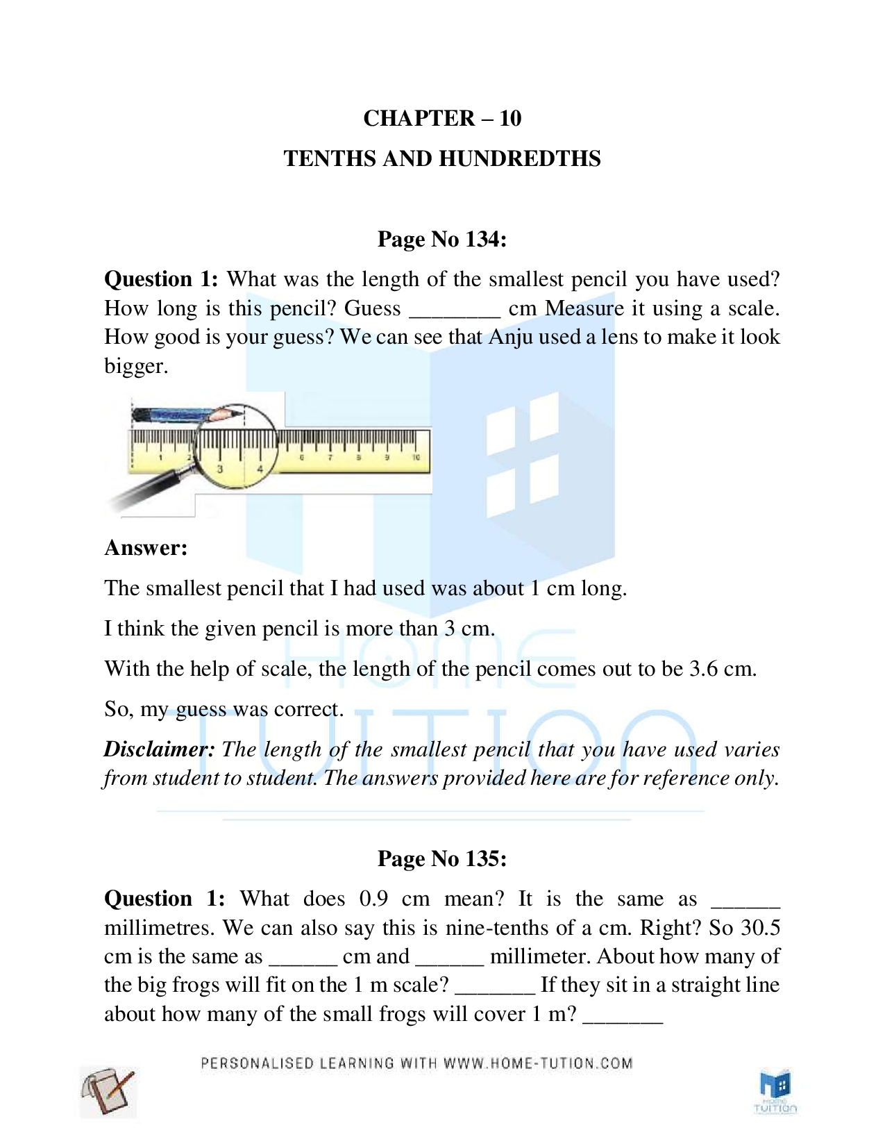 NCERT Class 5 Maths Chapter 10 Tenths And Hundredths