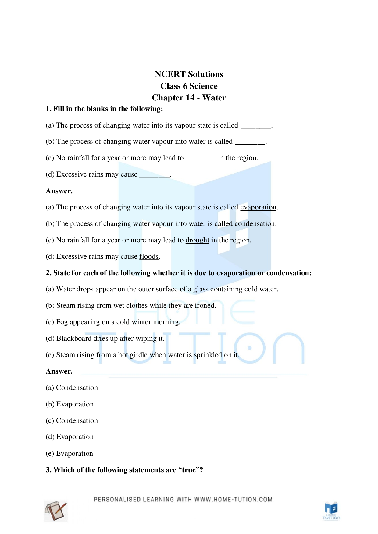 Class 6 Science Chapter 14 Water