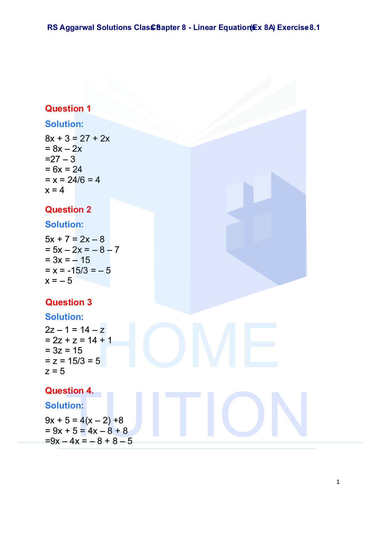 Chapter-8 Linear Equations