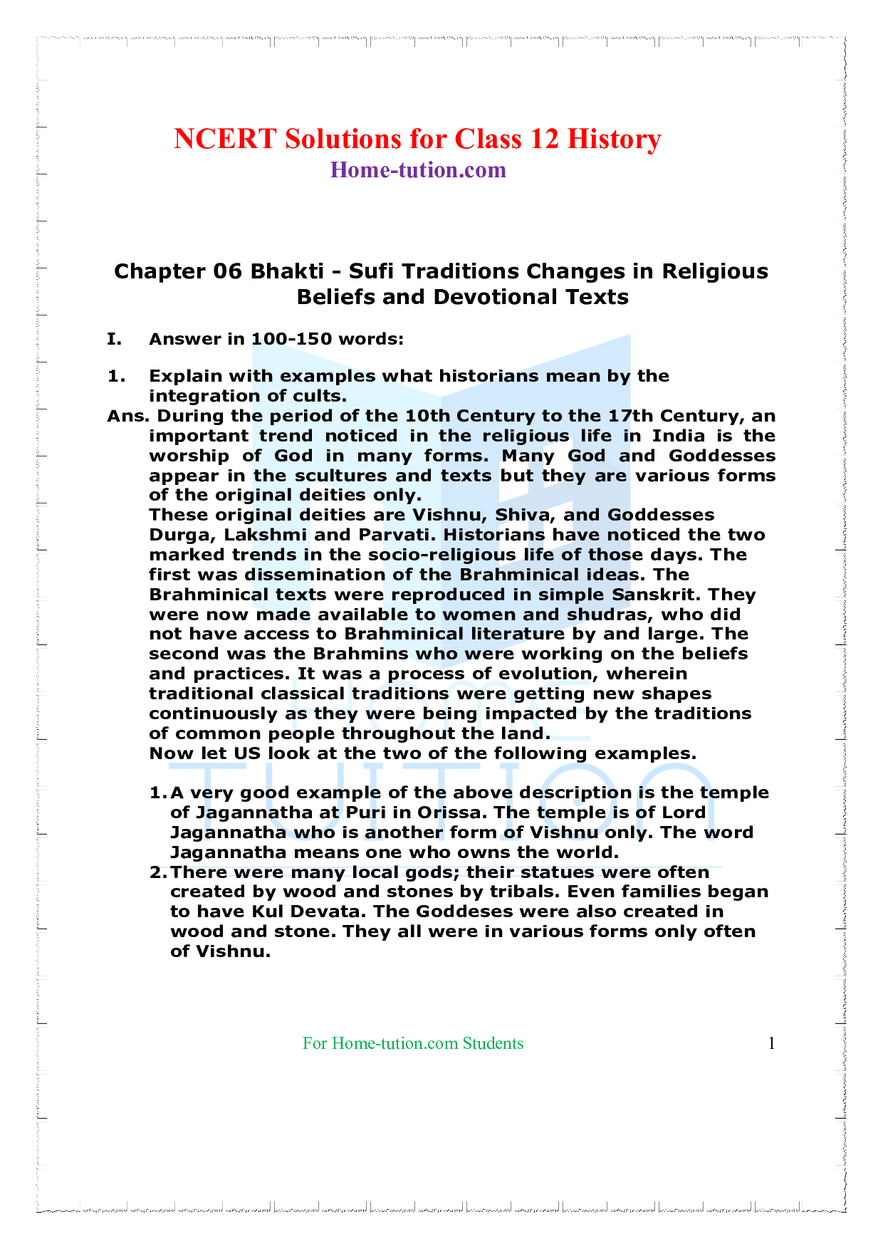 NCERT Solutions Chapter 6 Bhakti-Sufi traditions Changes in religious beliefs and devotional texts