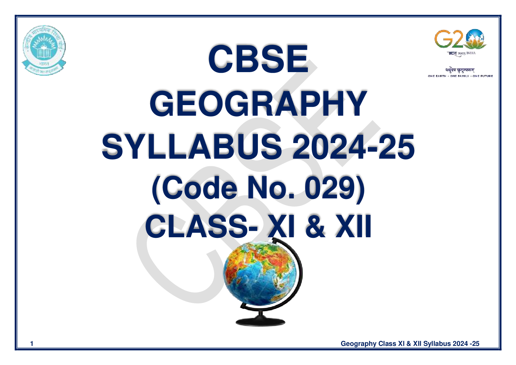 CBSE Class 12 Geography Syllabus 