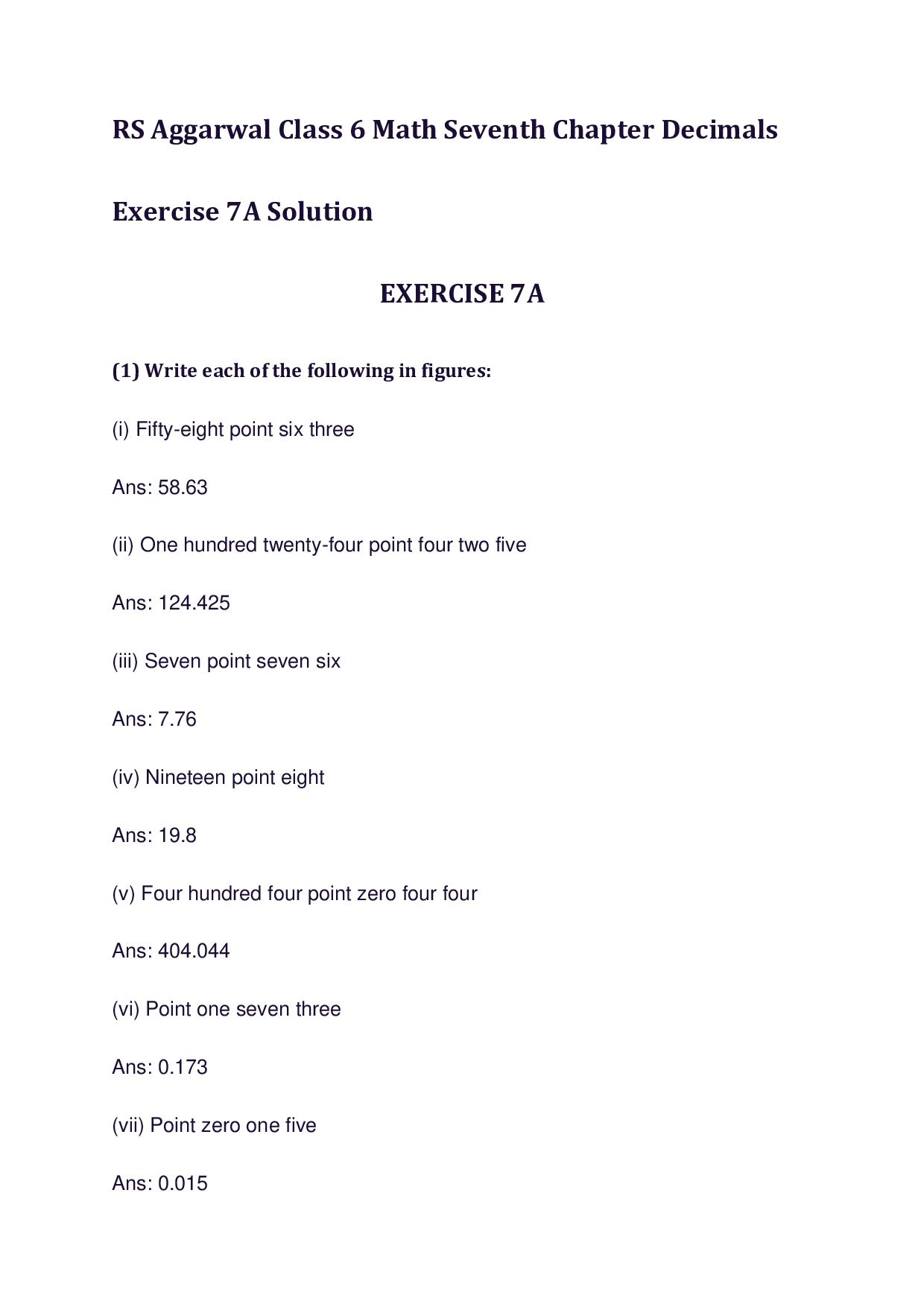 Chapter-7 Decimals