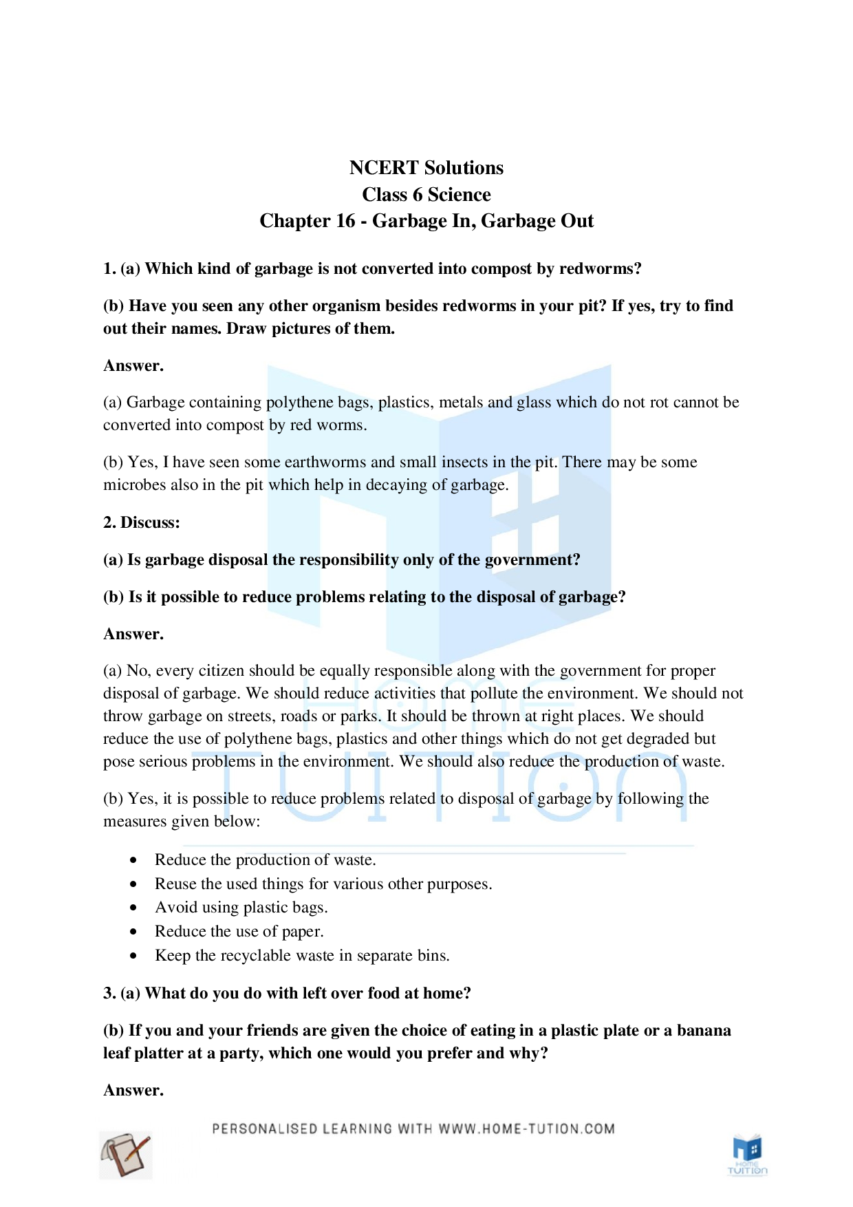 Class 6 Science Chapter 16 Garbage In, Garbage Out