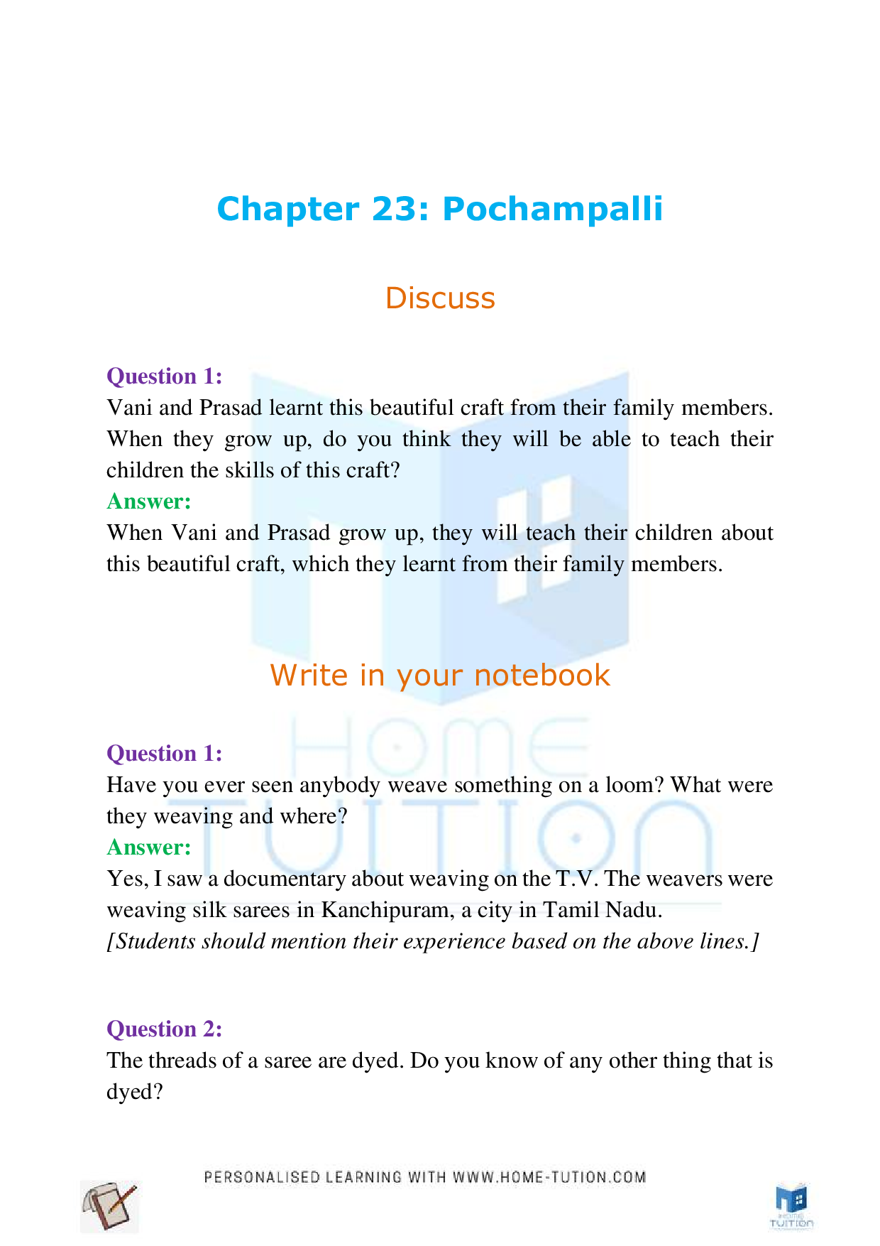 NCERT Class 4 EVS Chapter-23 Pochampalli