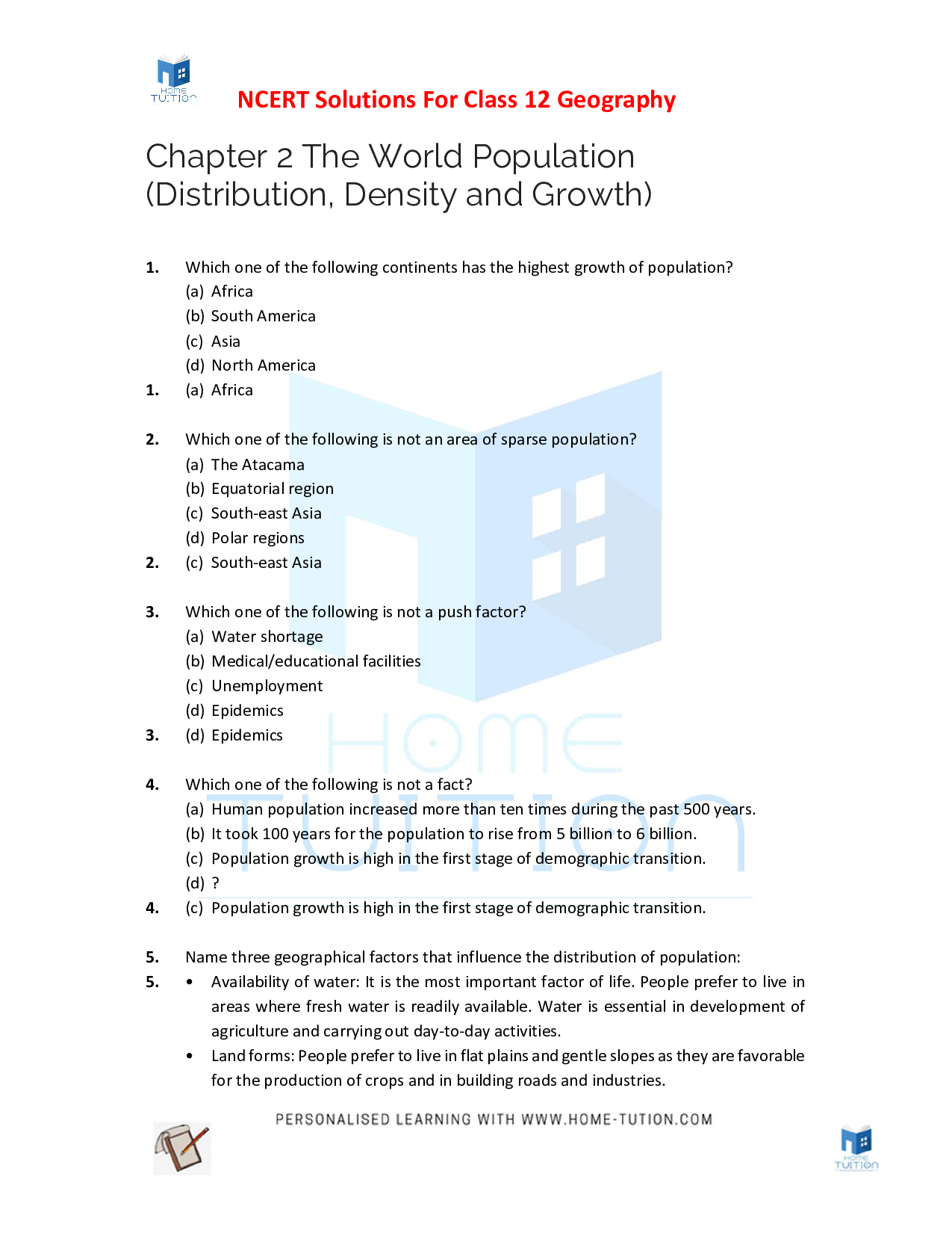 Chapter 2 The World Population (Distribution, Density, and Growth)