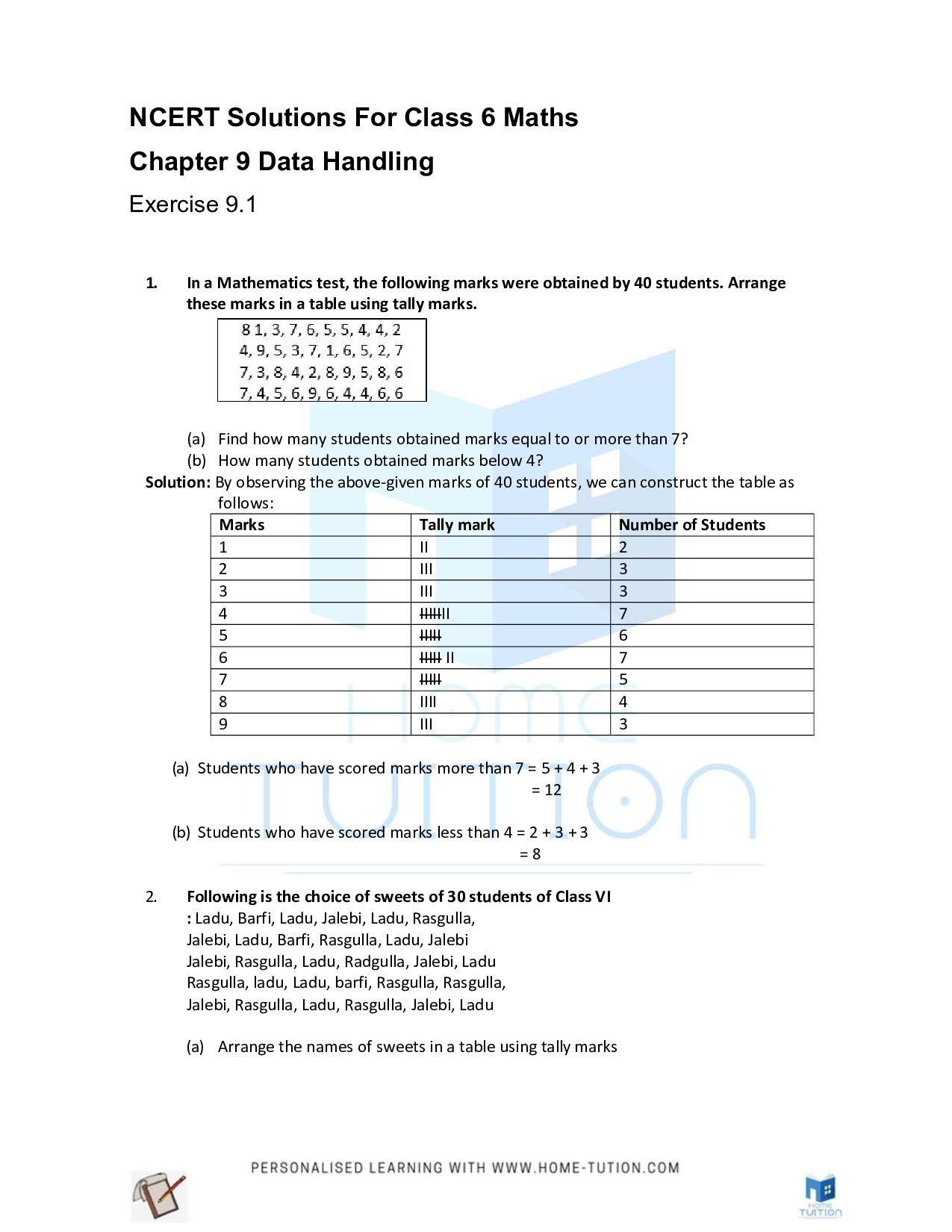 Class 6 Maths Chapter 9 Data Handling