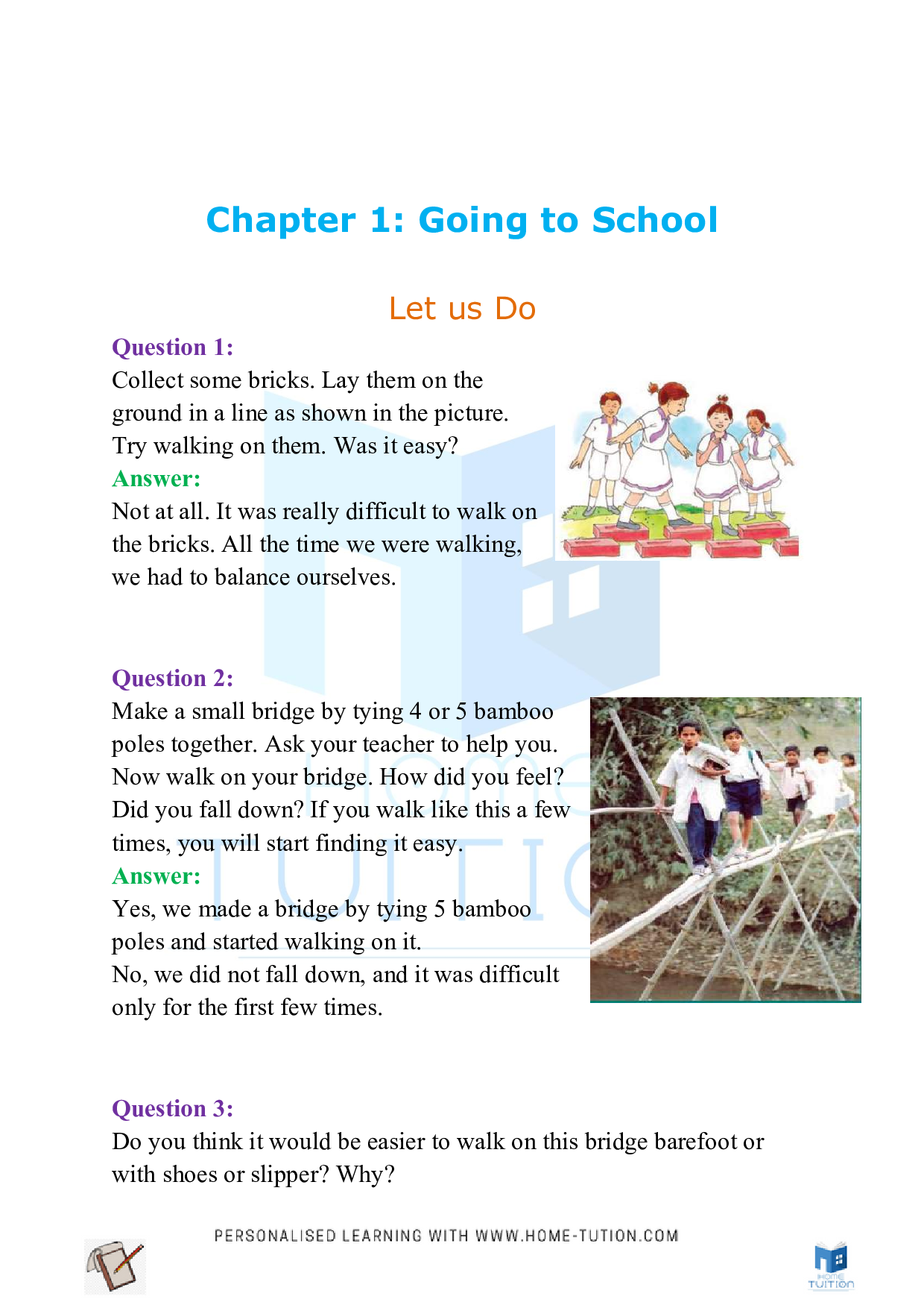 NCERT Class 4 EVS Chapter 1 Going to School