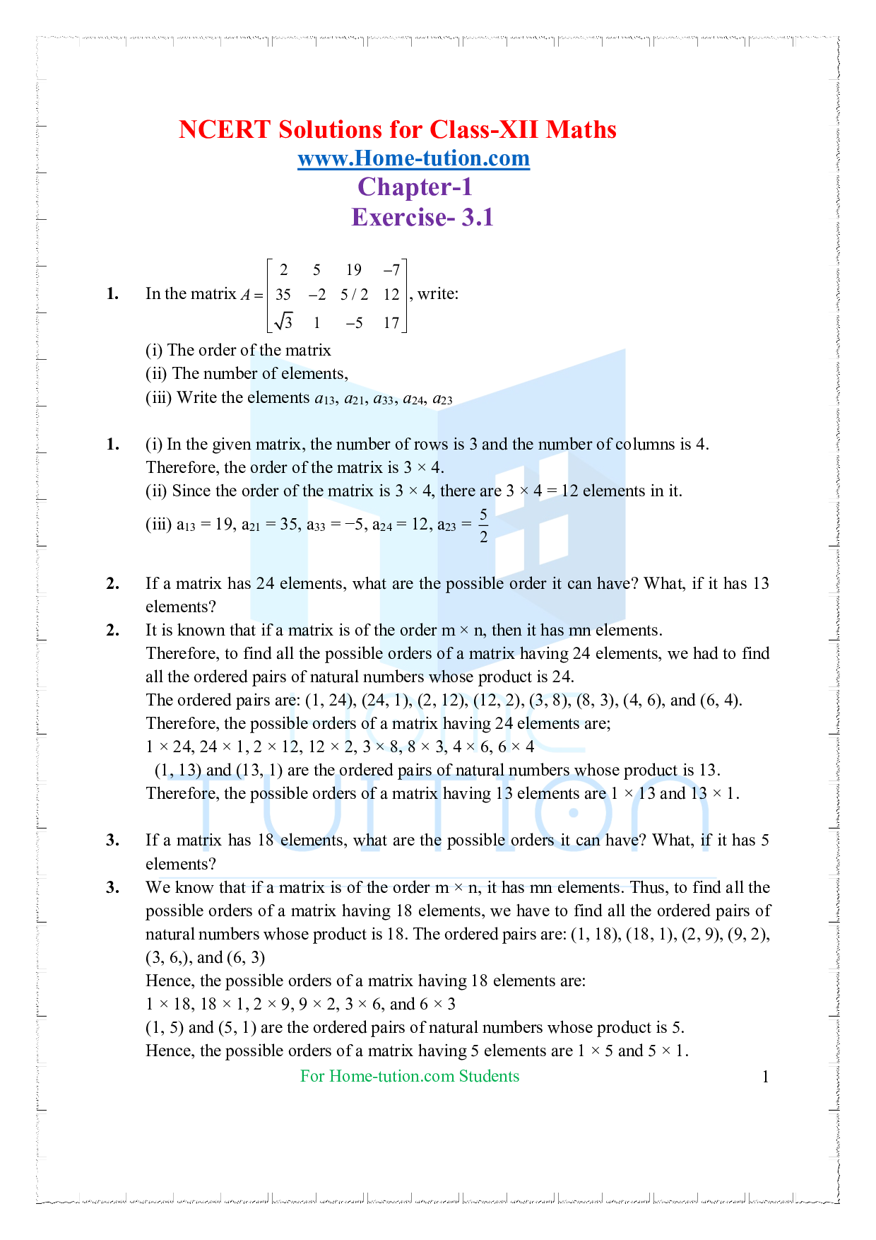 Chapter 3 Matrices