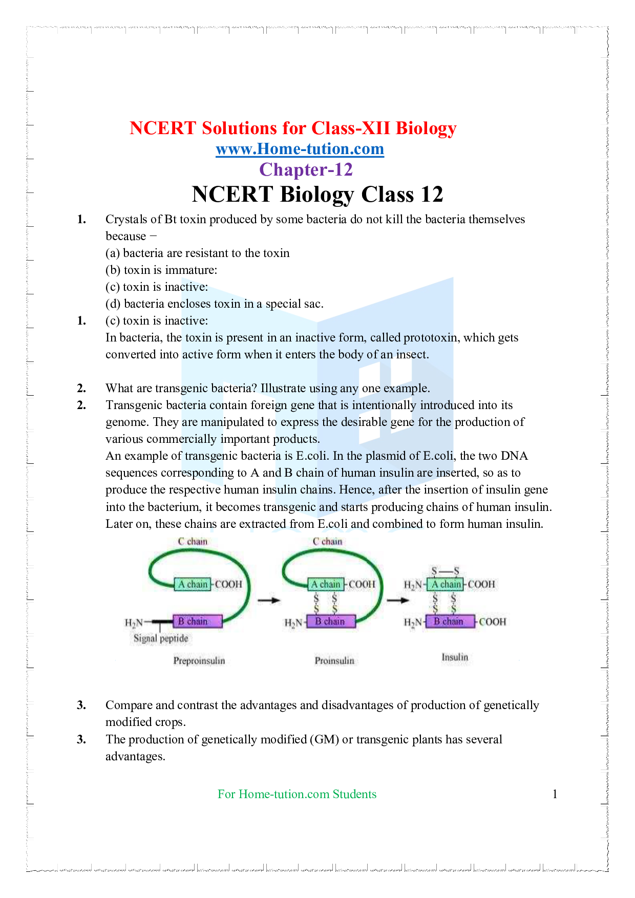 Chapter 12 Biotechnology: and its application