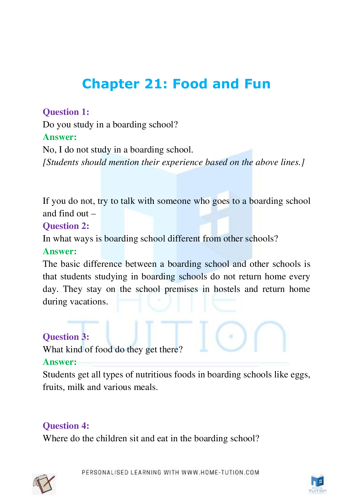 NCERT Class 4 EVS Chapter-21 Food and Fun
