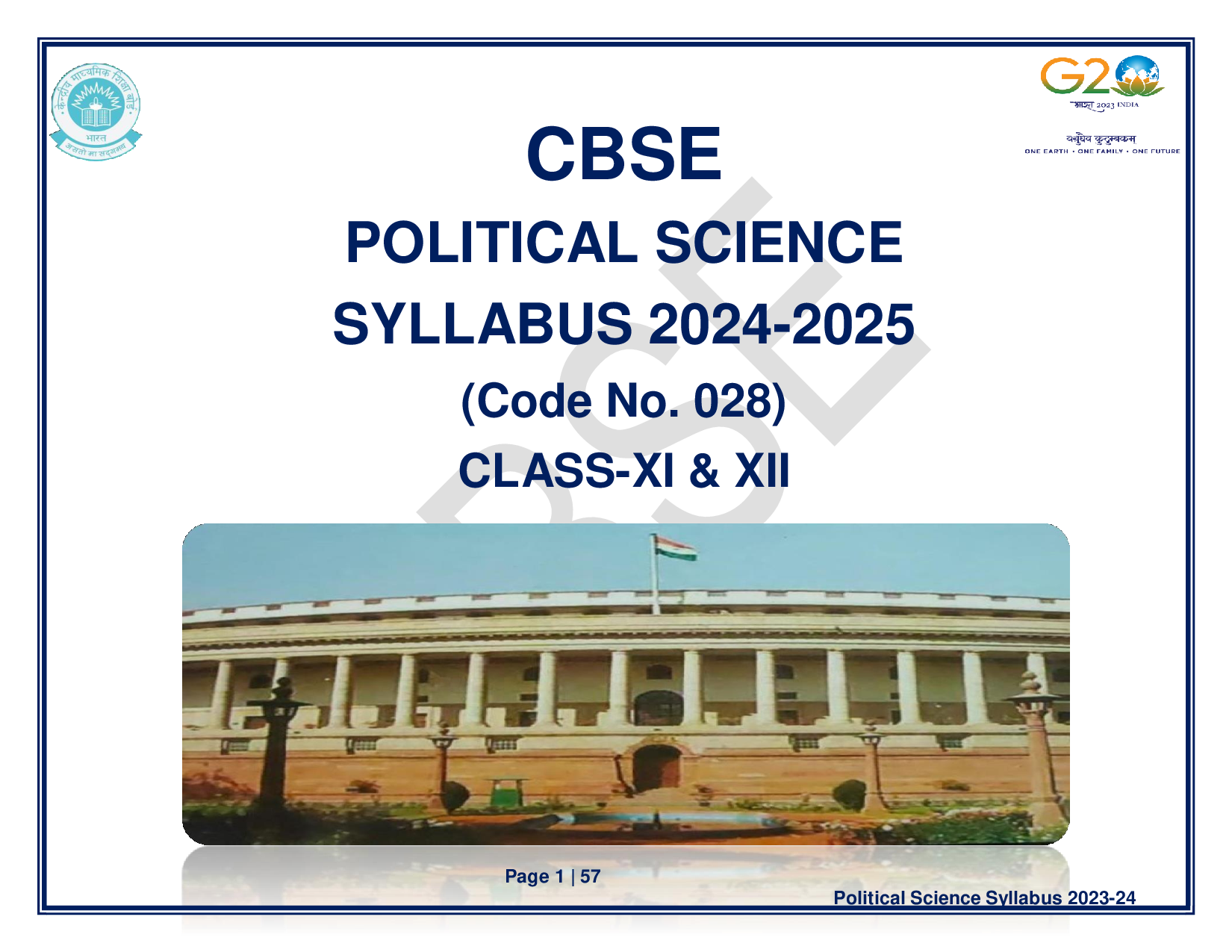 CBSE Class 12 Political Science Syllabus 