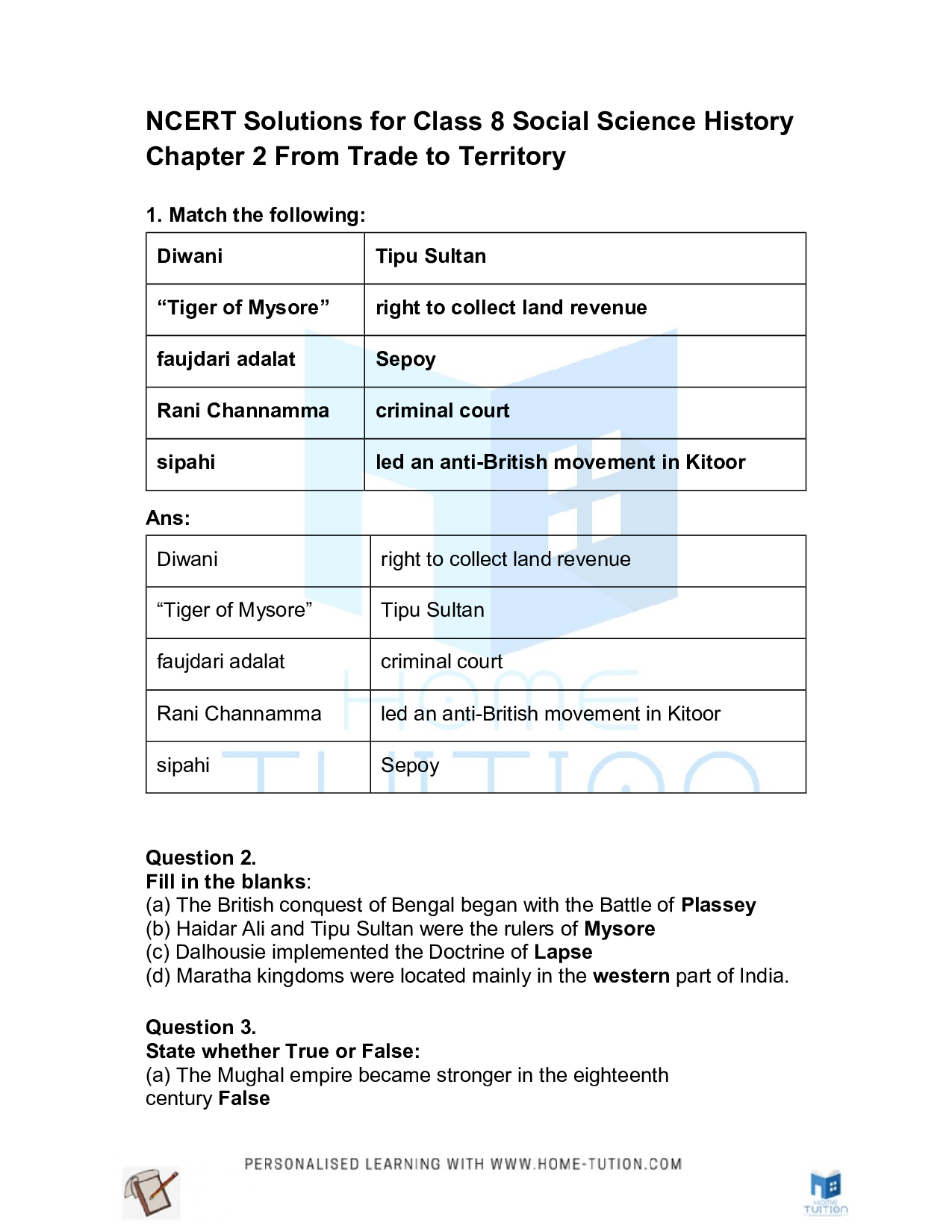 Chapter 2 – From Trade to Territory the Company Establishes Power