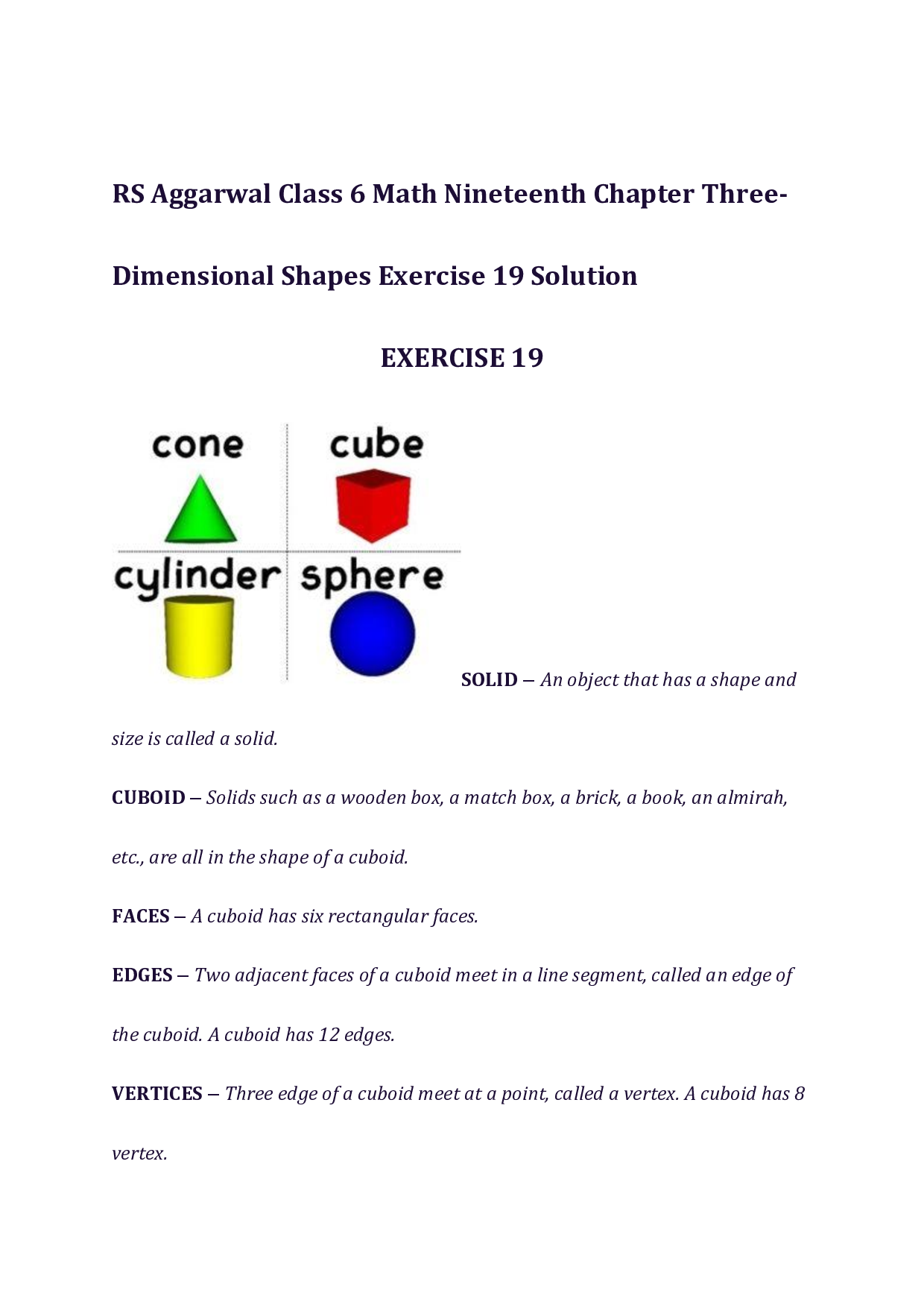 Chapter-19 Three-Dimensional Shapes