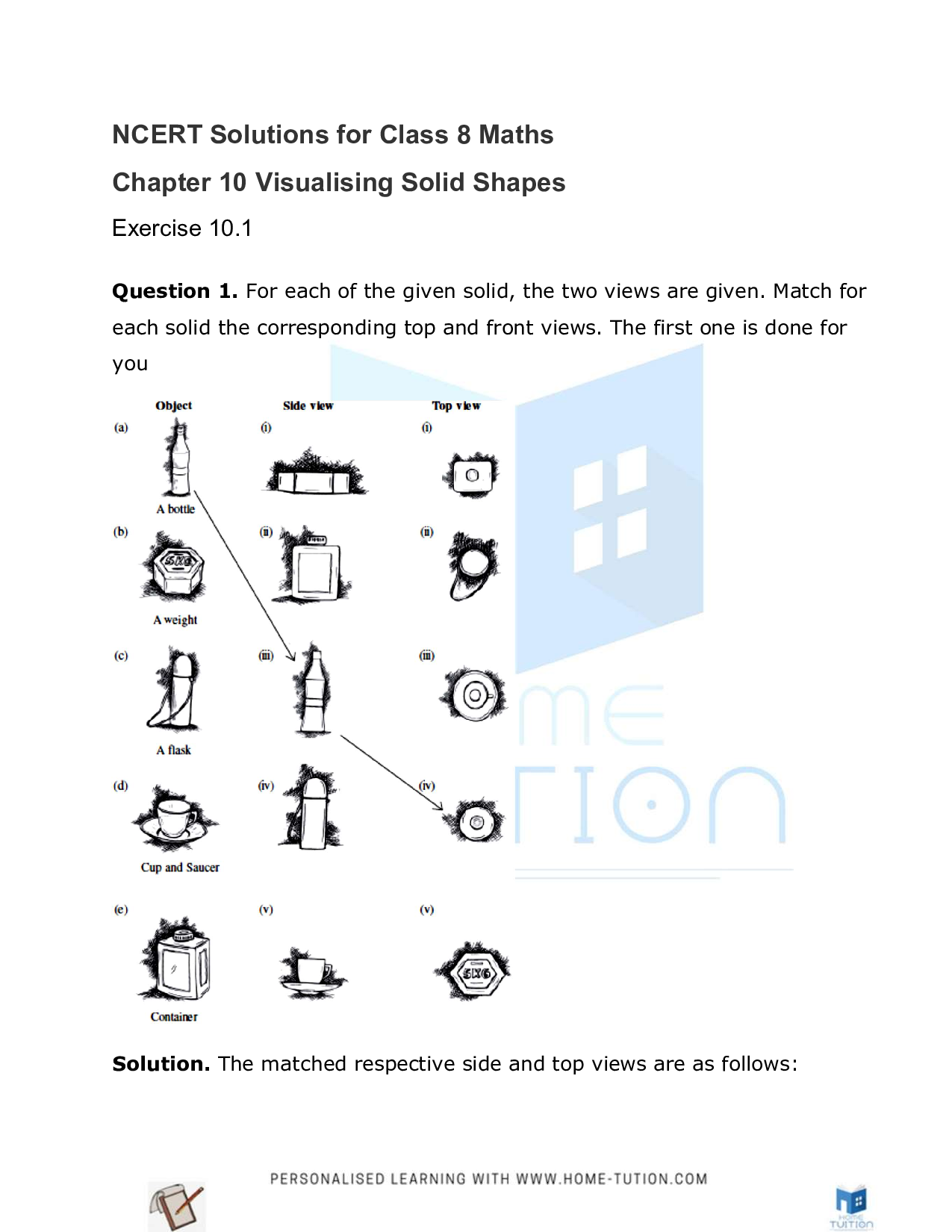 Class 8 Maths Chapter 10 Visualizing Solid Shapes