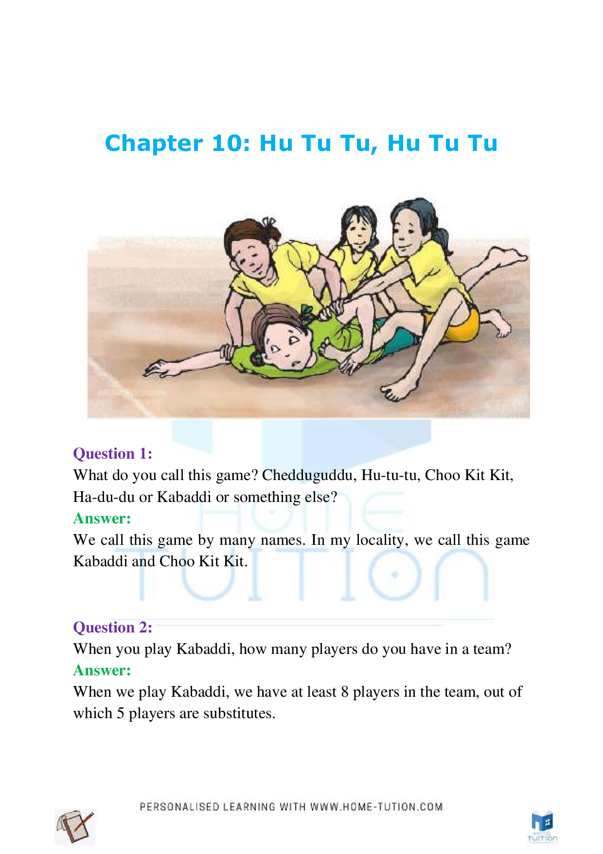 NCERT Class 4 EVS Chapter-10 Hu Tu Tu, Hu Tu Tu