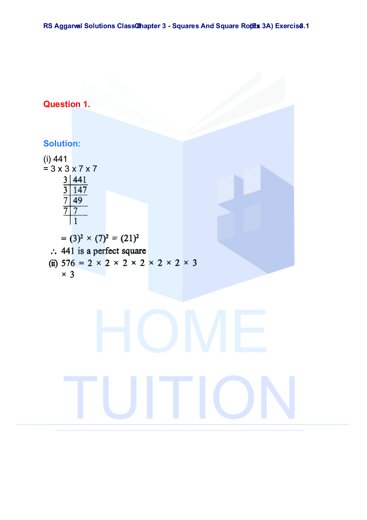 Chapter-3 Squares and Square Roots