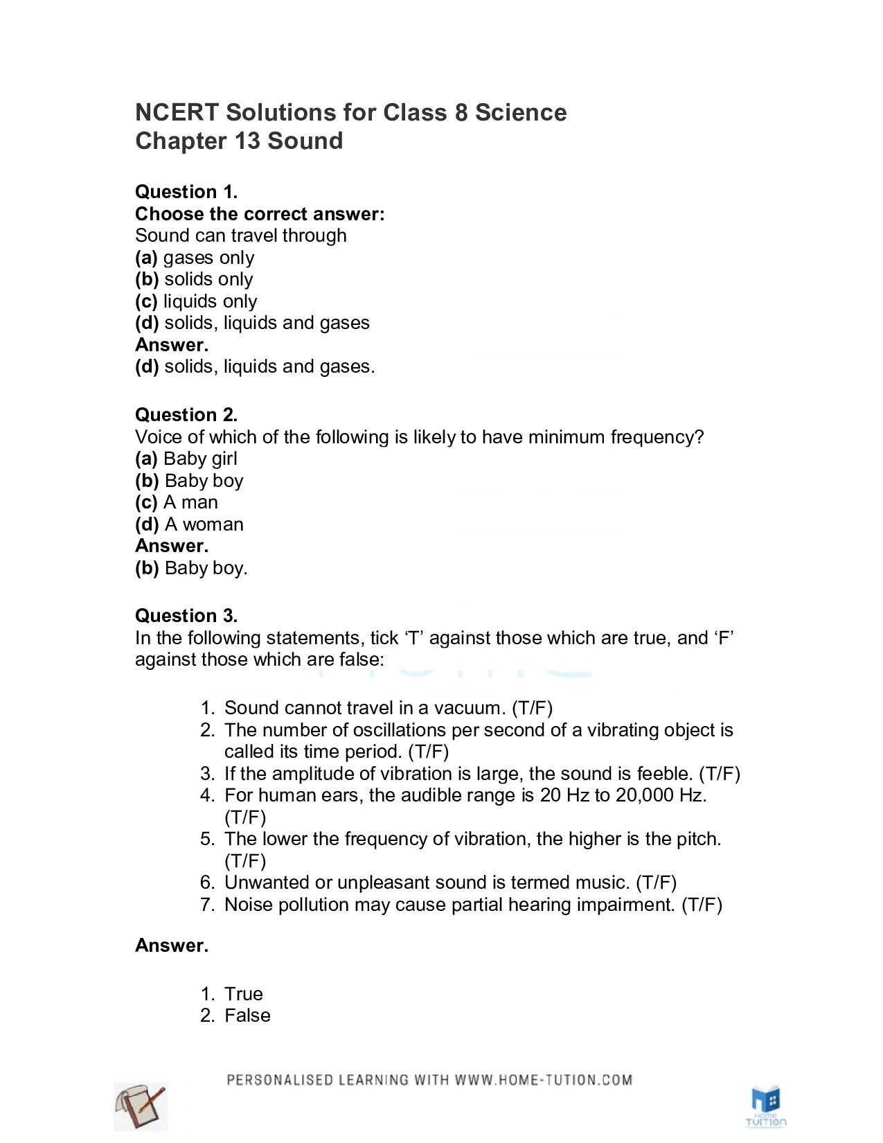 Class 8 Science Chapter 13 Sound