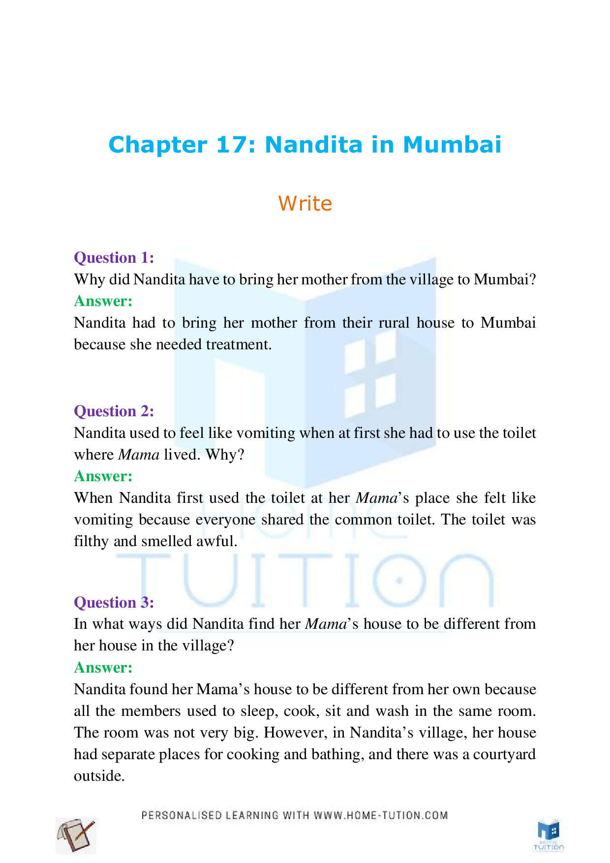 NCERT Class 4 EVS Chapter-17 Nandita in Mumbai