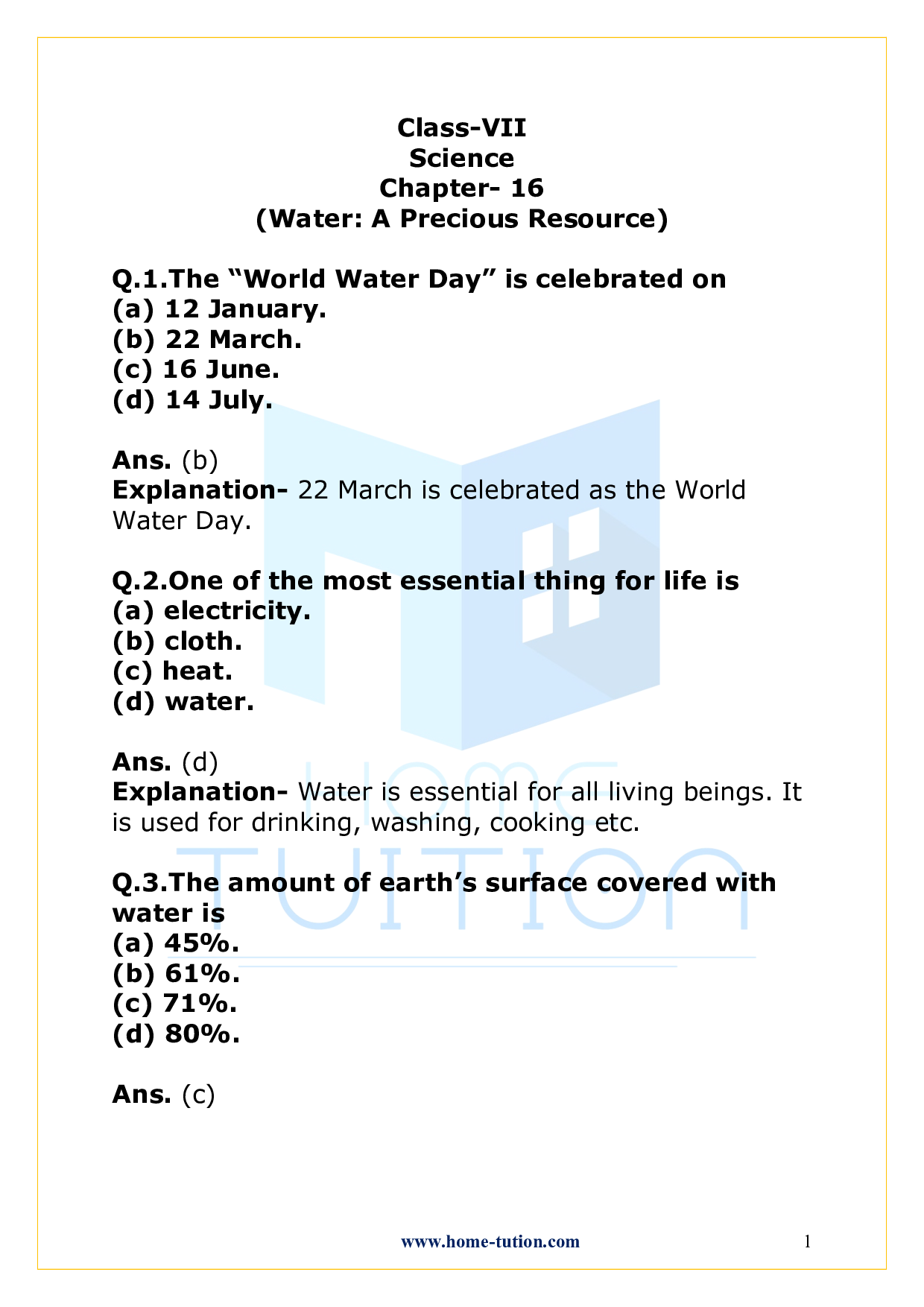 Chapter 16 Water: a precious resource