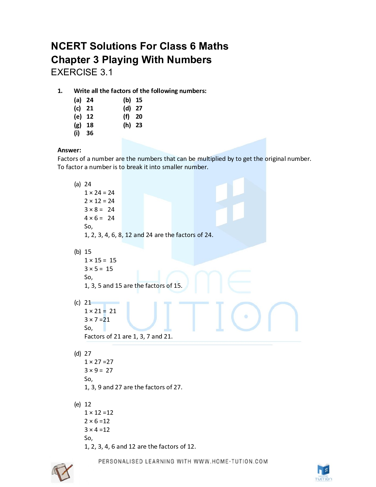 Class 6 Maths Chapter 3 Playing with Numbers