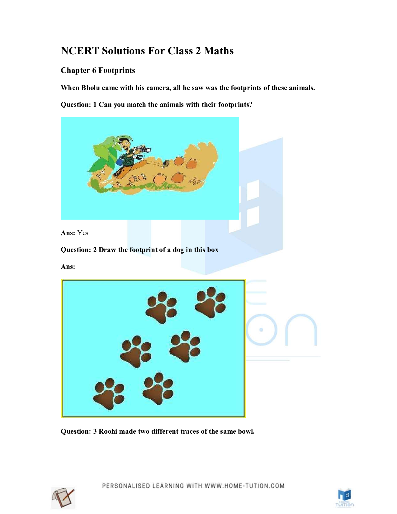 NCERT Solution for Class 2 Maths Footprints